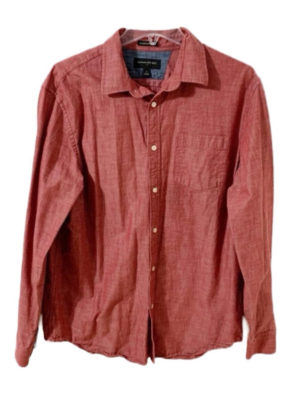 Banana Republic Factory Men’s Cinnabar 100% Cotton Button Front Shirt Size L